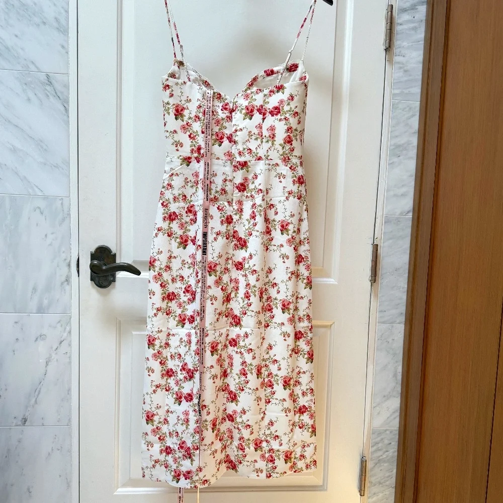 HOUSE OF CB London:  Charlotte Rose Print Corset Midi Sundress, M   *NWT* - Picture 6 of 8